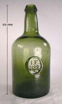 1822 dated Ricketts molded bottle; click to enlarge.