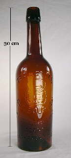 Embossed Western American bourbon bottle; click to enlarge.
