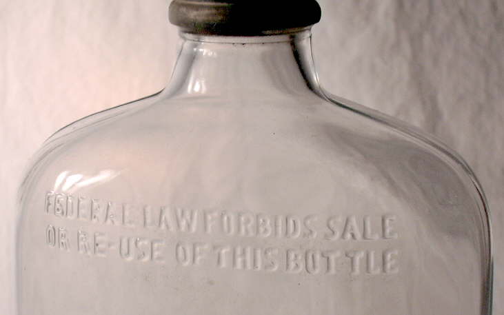 Federal Law Forbids Sale or Reuse of this Bottle on glass bottles.