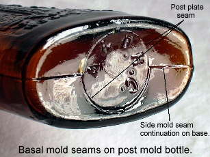 Bottle base with post mold seam configuration.  Click to view larger version of picture.