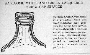 Illustration of a screw top bottle from a 1928 Owens Bottle Company prescription bottle catalog.