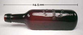Close-up view of the round bottomed base of a "disinfector" bottle from the 1890's; click to enlarge.