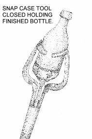 Illustration of a snap case tool closed holding a finished bottle; click to enlarge.