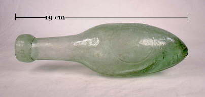 1870s era torpedo soda bottle from England; click to enlarge.