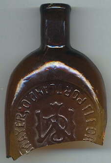 1880s liquor flask with plate inserted upside down; click to enlarge.