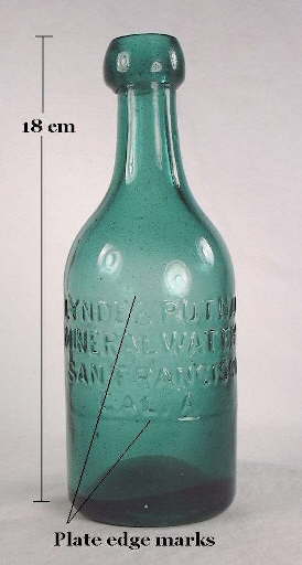 Early plate mold mineral water bottle; click to enlarge.