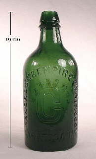Congress & Empire Spring mineral water in an emerald green color; click to enlarge.