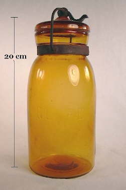 Globe fruit jar in a light yellow amber color; click to enlarge.