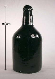 New England Glass Bottle Company bottle in black glass; click to enlarge.