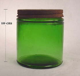 Emerald green ointment jar from 1940; click to enlarge.