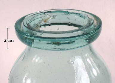 Image of an 1880's fruit jar with a wax seal finish; click to enlarge.