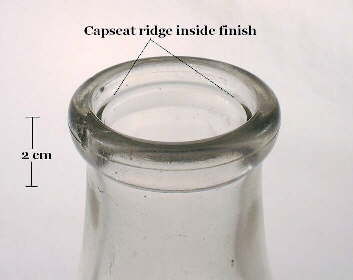 Image of a 1930's milk bottle with a capseat finish; click to enlarge.