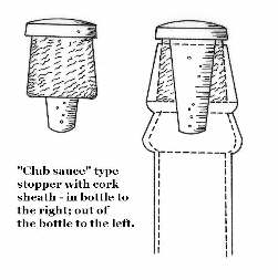 Club sauce stopper and shell cork illustration; click to enlarge