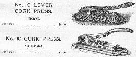 Illustration of a cork press from around 1900; click to enlarge.
