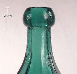Image of a blob finish on an 1850's mineral water bottle; click to enlarge.
