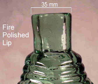 Close-up of a sheared or straight finish on an early American flask; click to enlarge.