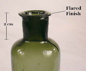 Image of a flared finish on an 1850's utility or ink bottle; click to enlarge.