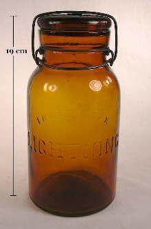 Lightning canning jar with the Putnam patented closure; click to enlarge.