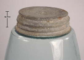 Zinc cap on a Mason's screw thread finish; click to enlarge.
