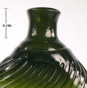 Image of an early American pitkin flask with a flare finish; click to enlarge.