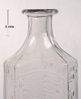 Image of a flare type finish on an early 20th century druggist bottle; click to enlarge.