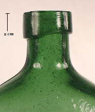 Image of a packer finish on an 1860's figured or pictorial flask; click to enlarge.