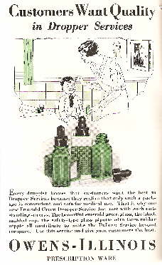 1932 advertisement for molded plastic bottle closures; click to enlarge.
