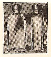 Generic 1932 medicinal bottles with plastic caps; click to enlarge.