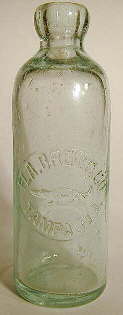 Hutchinson soda bottle used by a brewing company; click to enlarge.