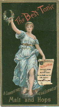Late 19th century "beer tonic" trade card; click to enlarge.