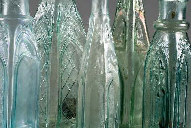 Close-up of a grouping of 1865 gothic bottles; click to enlarge.