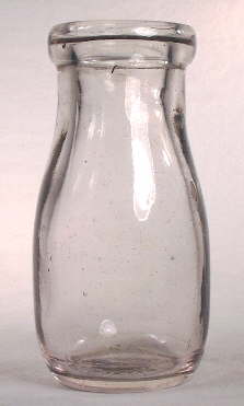 Early 20th century mouth-blown half-pint milk bottle; click to enlarge.