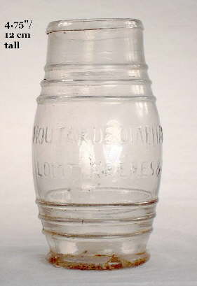 VINTAGE-1980's-MOTT'S APPLESAUCE-GLASS JAR w/RED LID-BARREL SHAPED-NO CRACKS-C8+