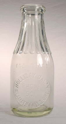 Quart milk bottle from the 1925-1935 era; click to enlarge.