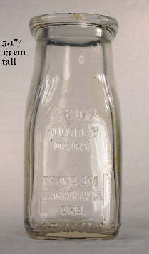 Blake-Hart square milk bottle from the 1920s; click to enlarge.