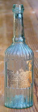 Mid-19th century sauce bottle used for medicine; click to enlarge.