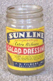 Mid-20th century salad dressing jar; click to enlarge.