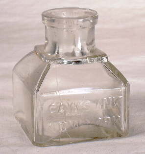 Late 19th century square ink bottle; click to enlarge.
