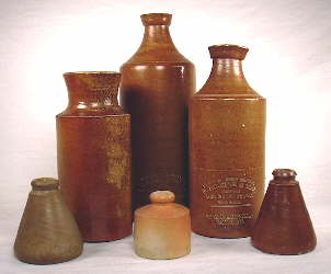 Stoneware ink bottles from the 1860 to 1880 era.