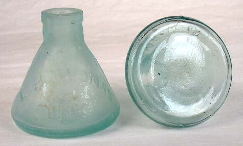 Late 19th century cone ink bottles; click to enlarge.