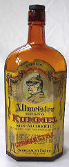 Kummel bottle from the Prohibition era; click to enlarge.