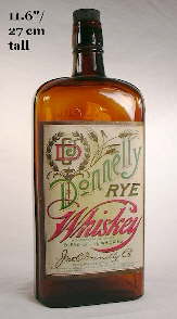 Early 20th century rye whiskey bottle; click to enlarge.