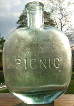 Picnic embossed half pint flask; click to enlarge.