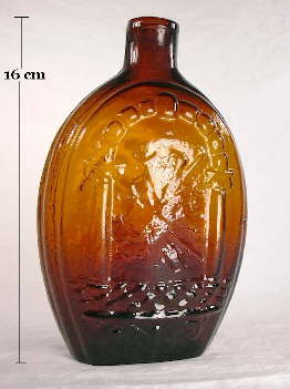 Zanesville Masonic-eagle pint flask; click to enlarge.