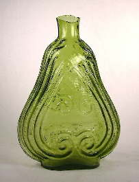 Pint scroll flask in yellow green; click to enlarge.