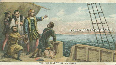 Ayer's Sarsaparilla trade card from the 1880s; click to enlarge.