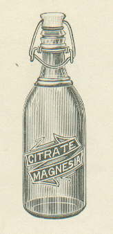1922 Citrate of Magnesia bottle illustration; click to enlarge.