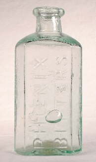 Bitters bottle from the 1850s or early 1860s; click to enlarge.