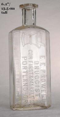 1888-1889 Blake style druggist bottle; click to enlarge.