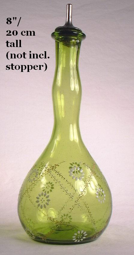 Miniature Handmade Tall Green Pear Shaped Apothecary Bottle Decanter 